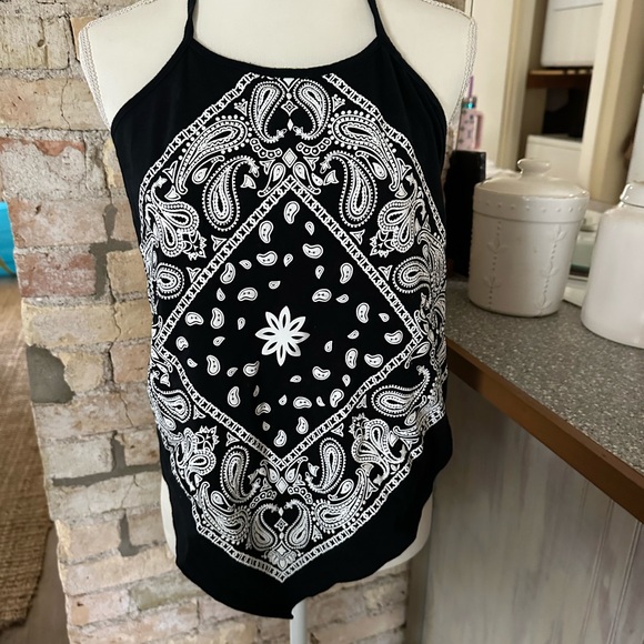 design by Olivia Tops - Elegant Black Paisley Halter Top